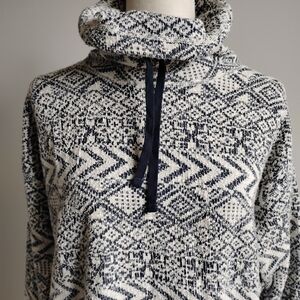 Chaps Ralph Lauren Cotton Southwestern Funnel Neck Sweatshirt Top Size Medium